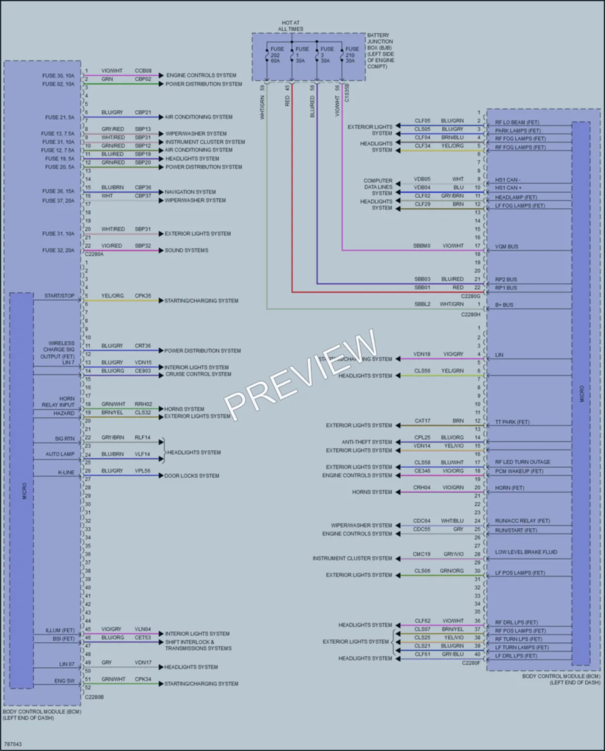 2022 Ford Bronco Body Control Modules wiring diagram preview