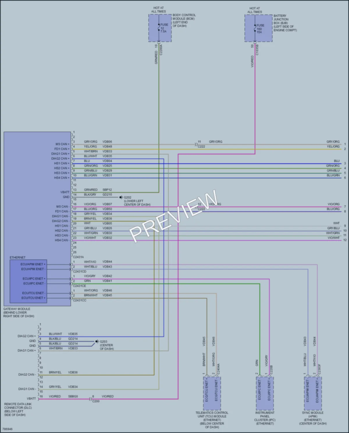 2022 Ford Bronco Computer Data Lines wiring diagram preview