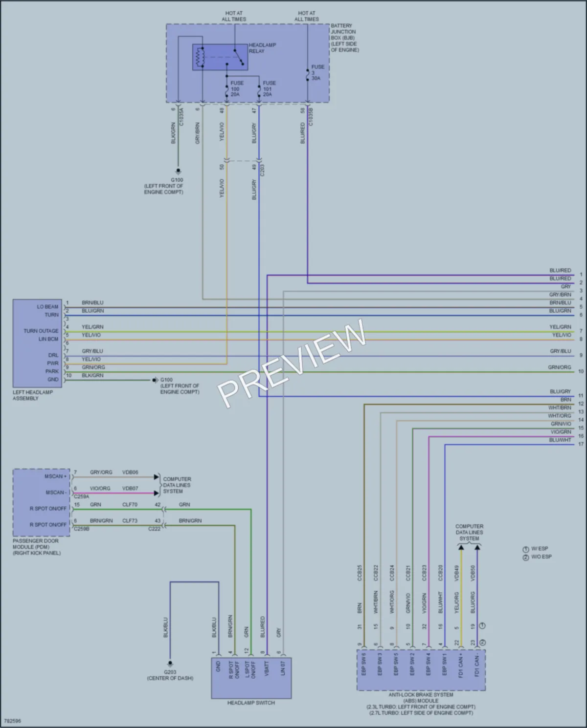 2022 Ford Bronco Headlights wiring diagram preview