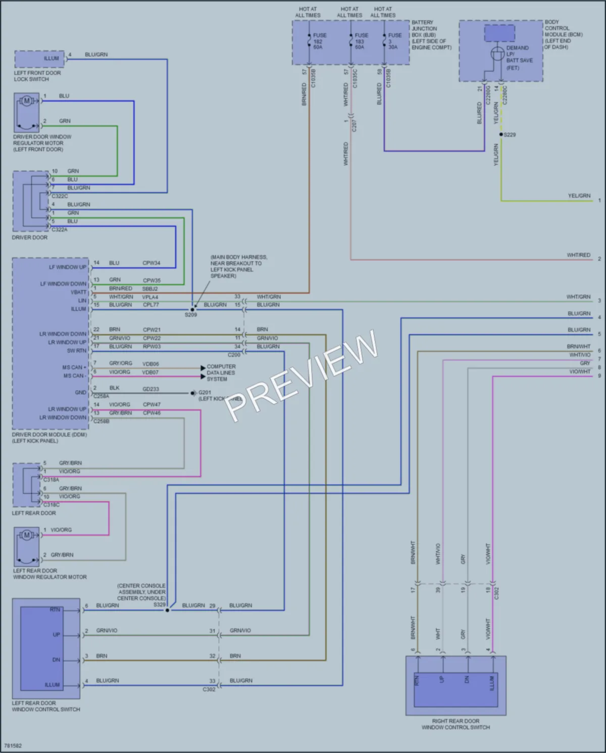 2022 Ford Bronco Power Windows wiring diagram preview