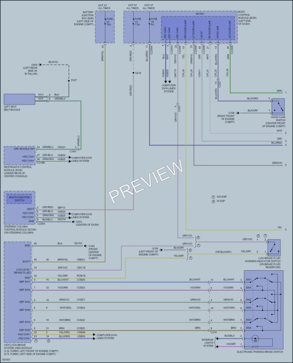 2022 Ford Bronco Warning Systems wiring diagram preview