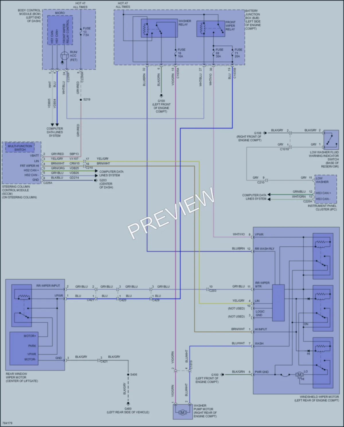 2022 Ford Bronco Wiper Washer wiring diagram preview