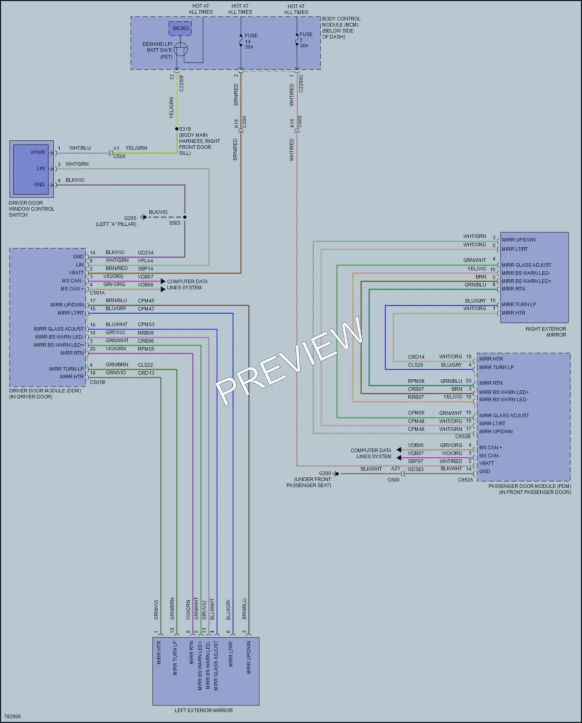 2022 Ford BroncoSport Power Mirrors wiring diagram preview