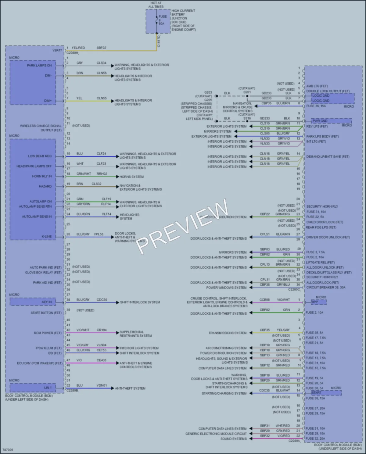 2022 Ford E350Econoline Body Control Modules wiring diagram preview