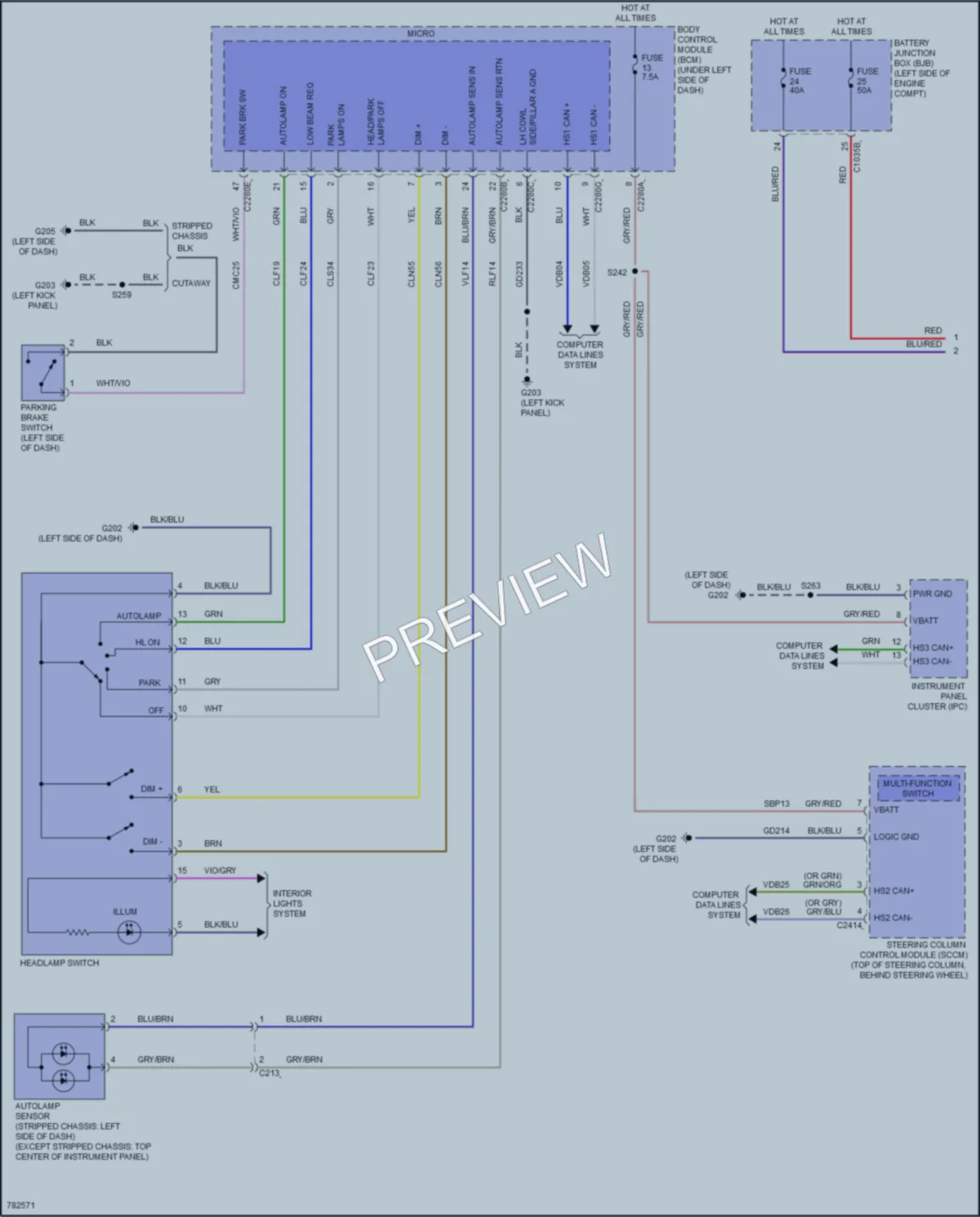 2022 Ford E350Econoline Headlights wiring diagram preview