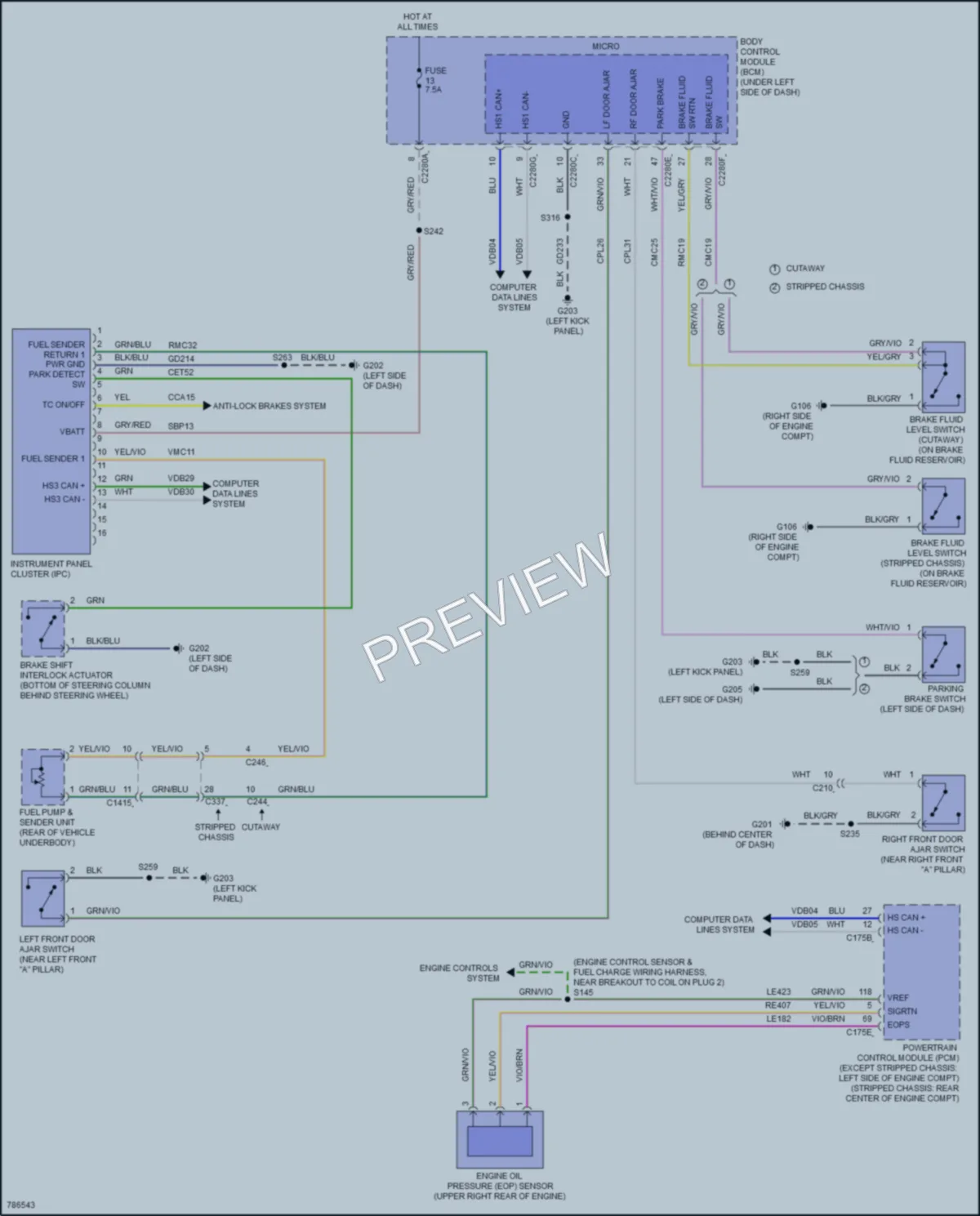 2022 Ford E350Econoline Instrument Cluster wiring diagram preview
