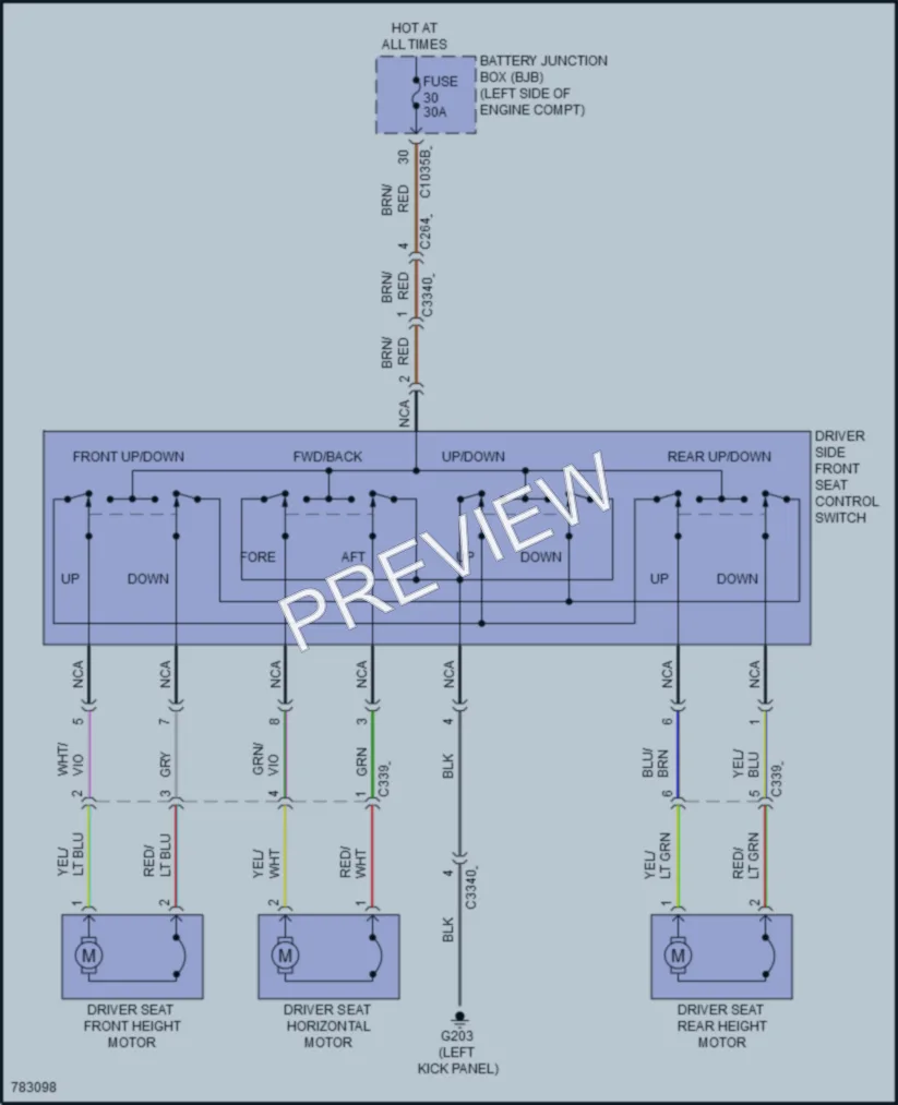 2022 Ford E350Econoline Power Seats wiring diagram preview