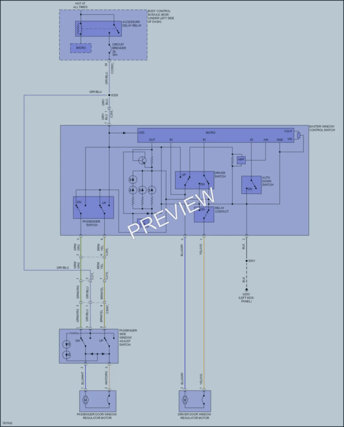 2022 Ford E350Econoline Power Windows wiring diagram preview