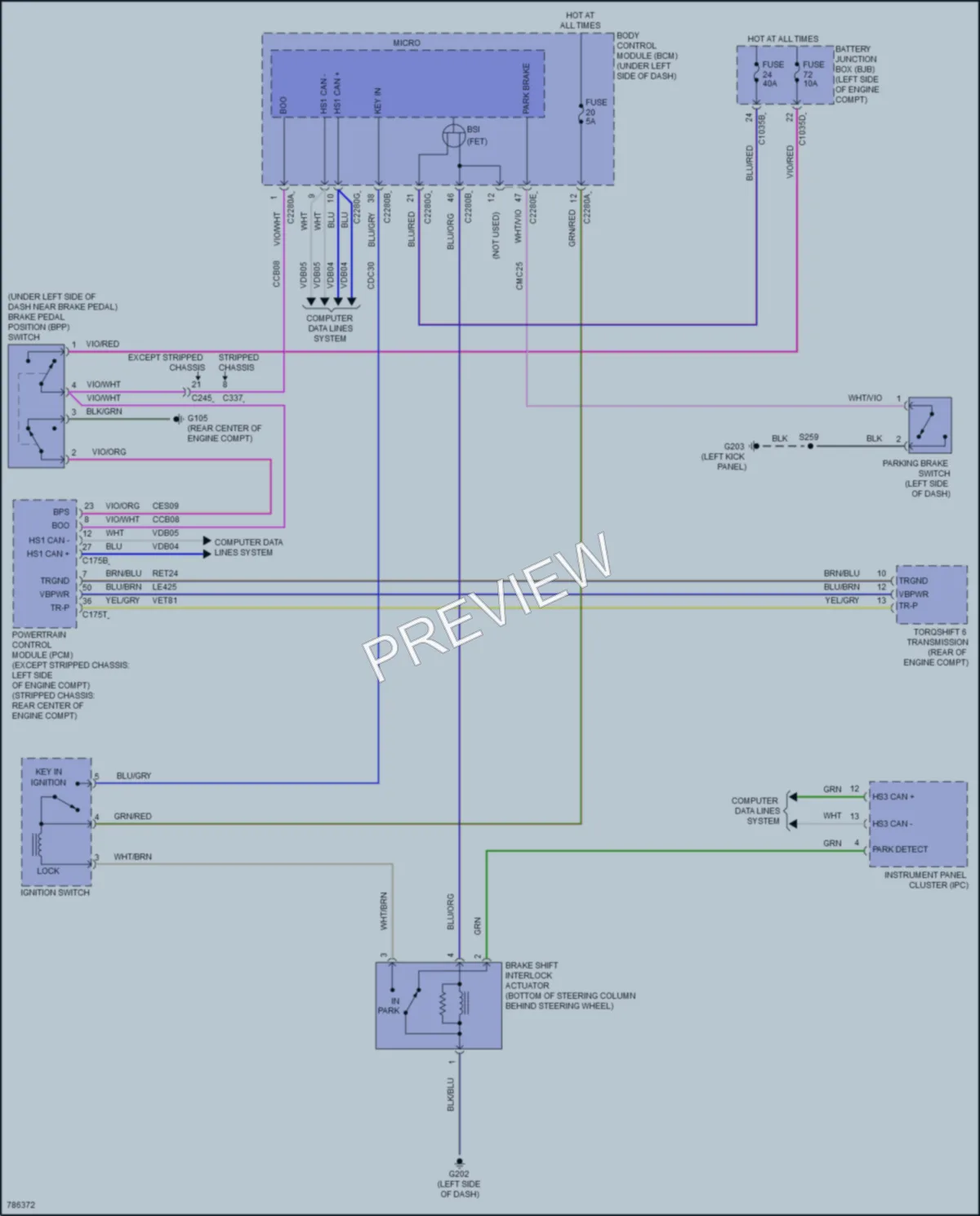 2022 Ford E350Econoline Shift Interlock wiring diagram preview