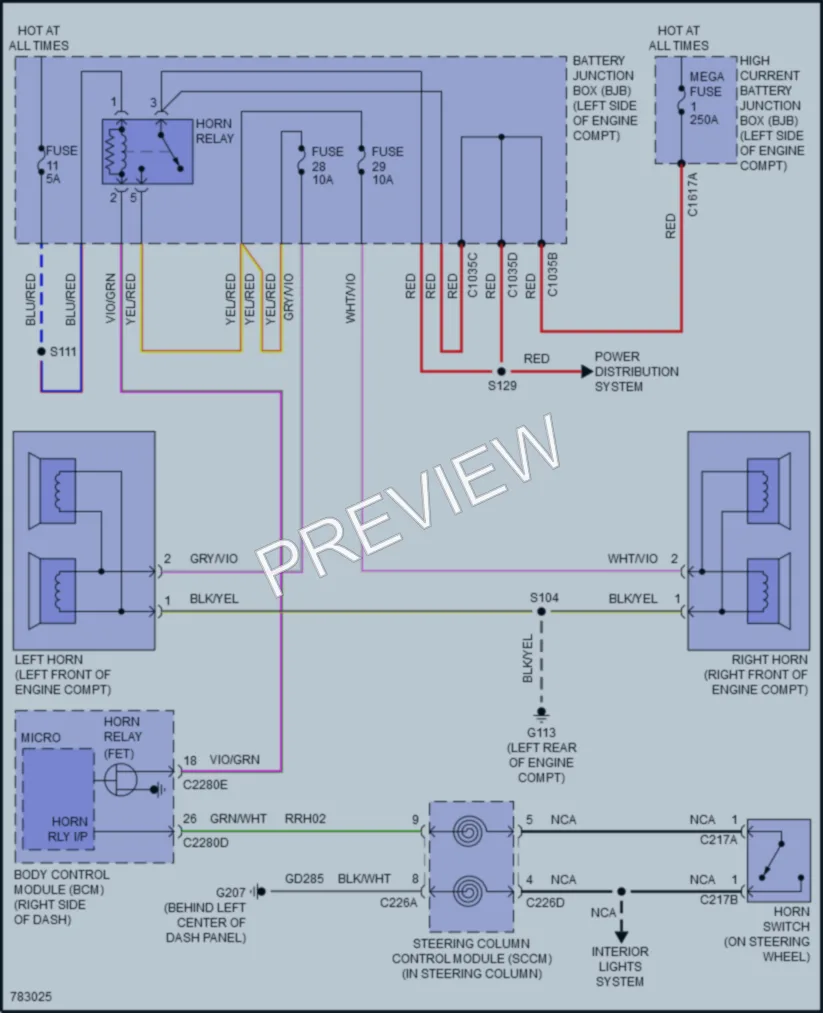 2022 Ford EcoSport Horn wiring diagram preview