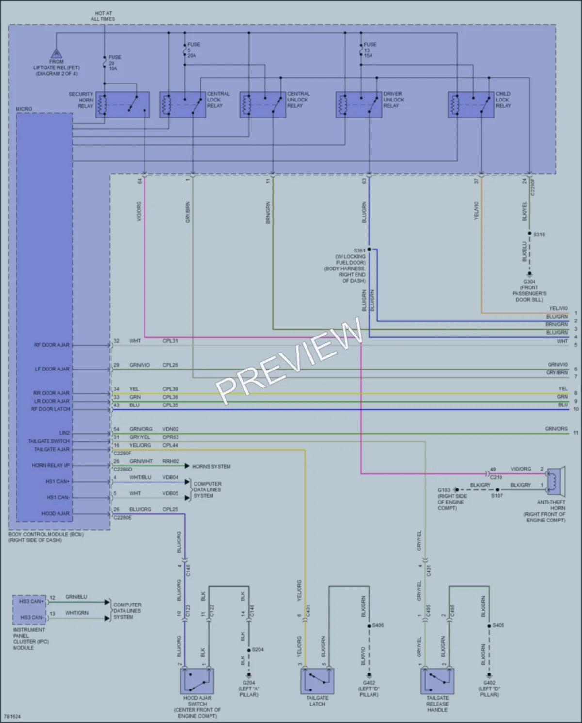 2022 Ford EcoSport Power Door Locks wiring diagram preview