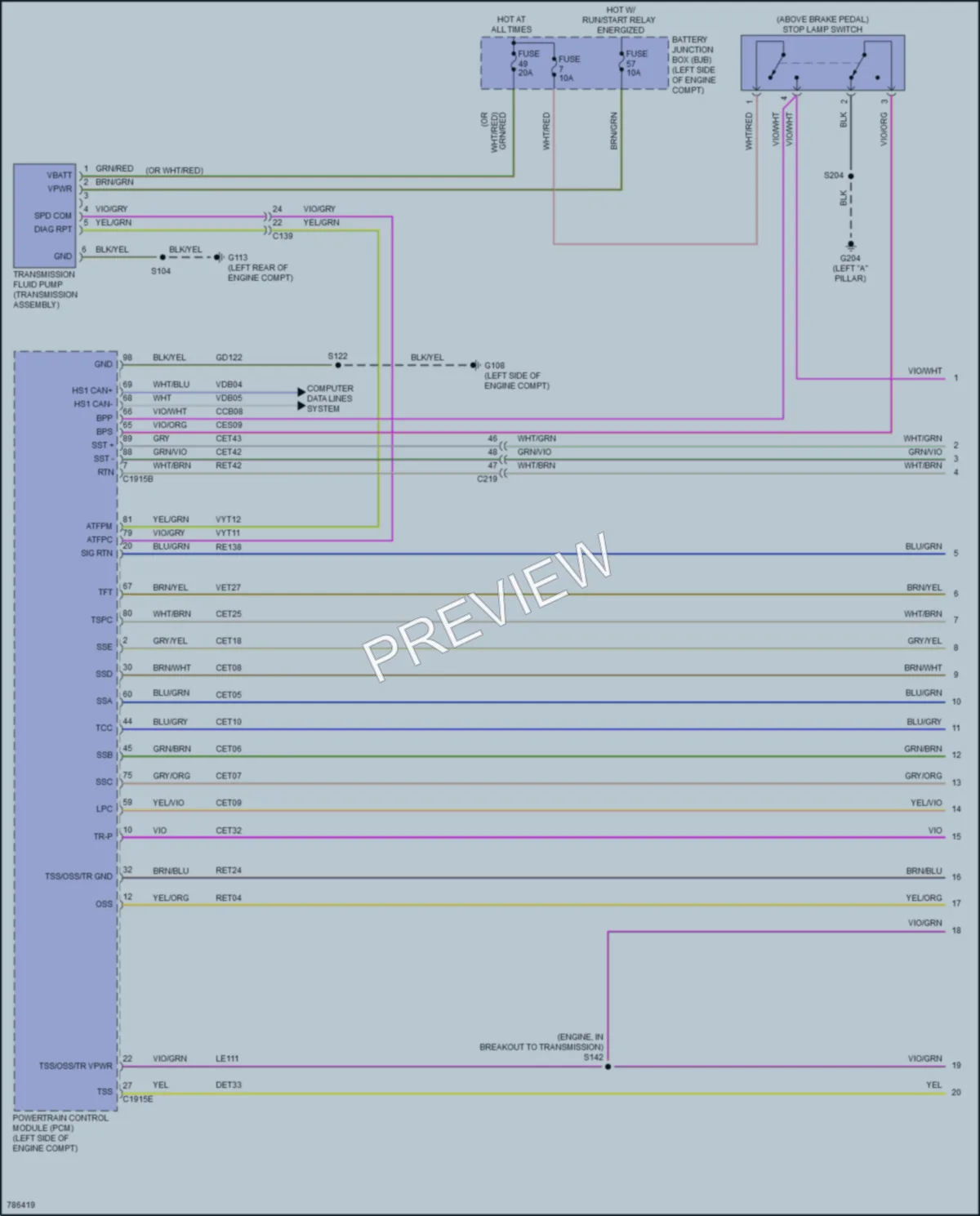 2022 Ford EcoSport Transmission wiring diagram preview