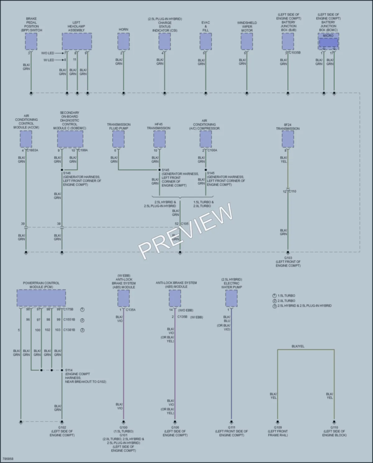 2022 Ford Escape Ground Distribution wiring diagram preview