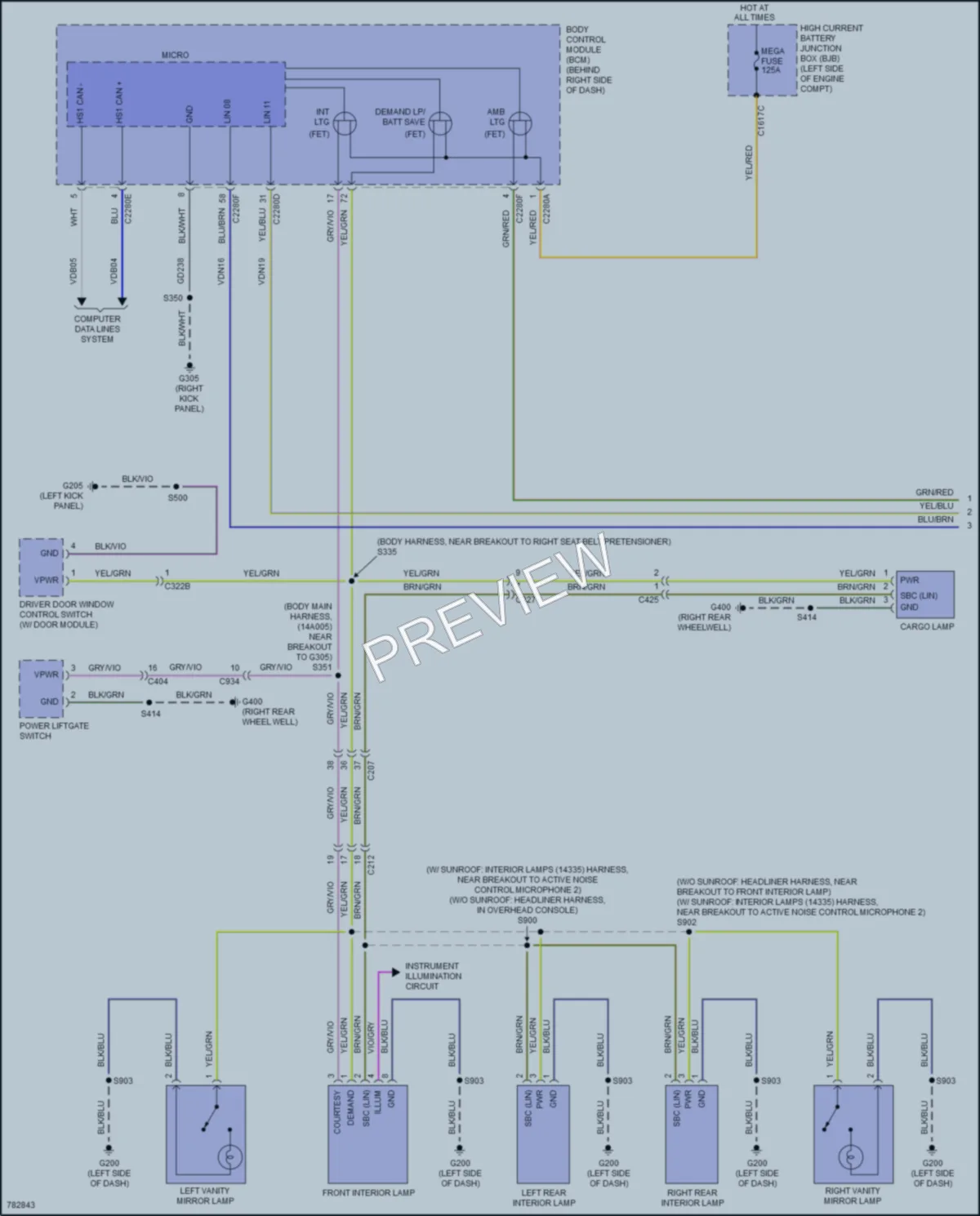 2022 Ford Escape Interior Lights wiring diagram preview