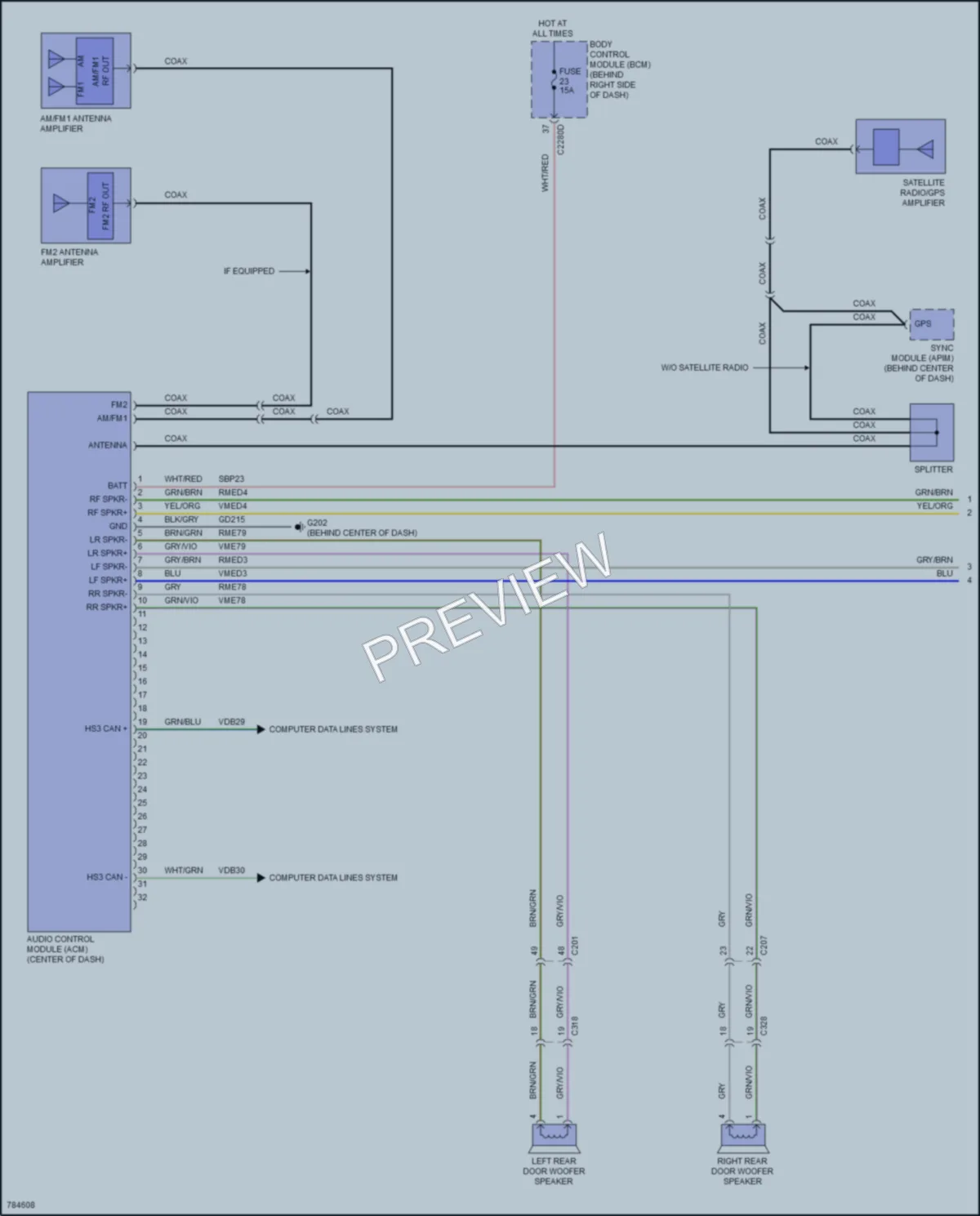2022 Ford Escape Radio wiring diagram preview