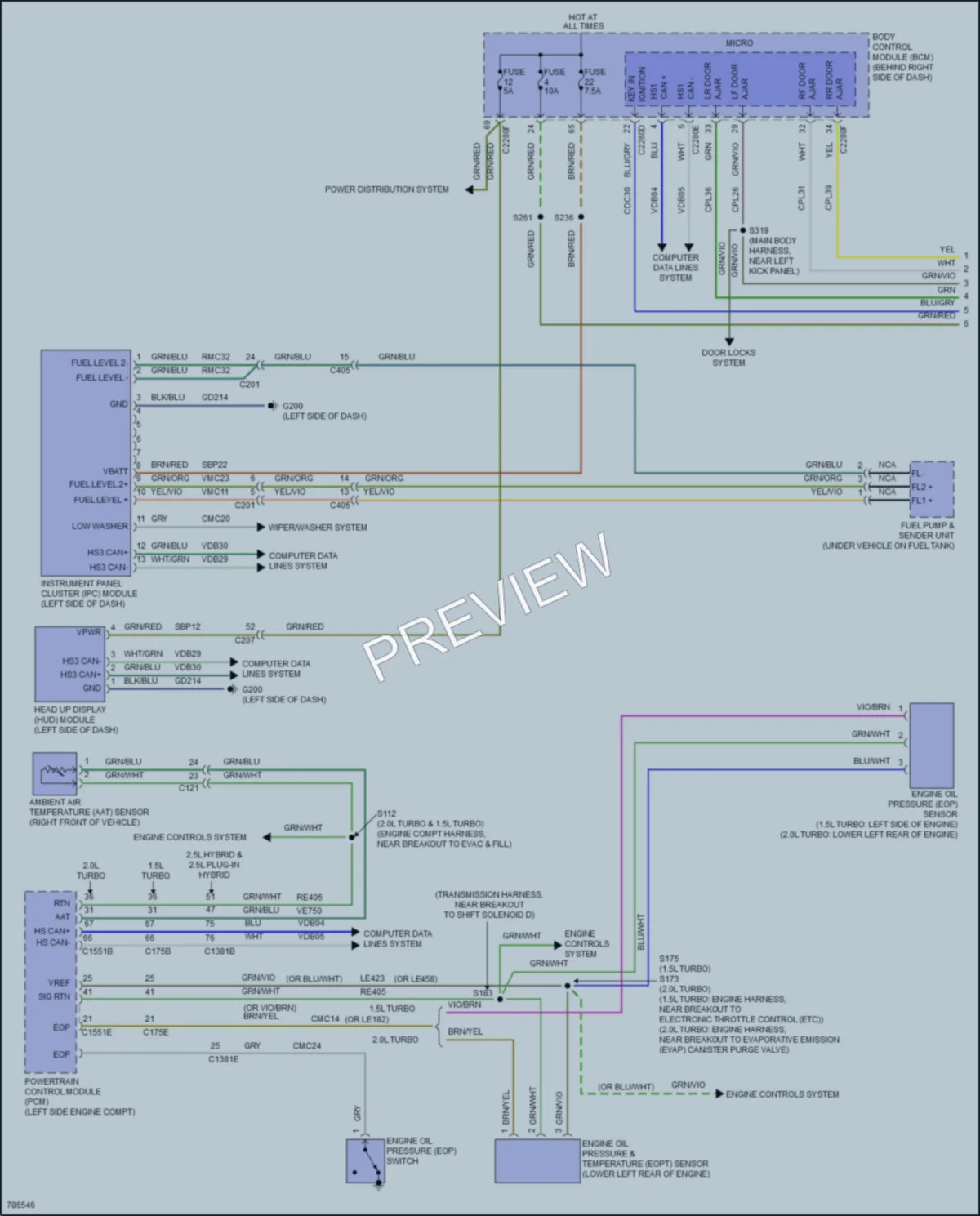 2022 Ford EscapeHybrid Instrument Cluster wiring diagram preview