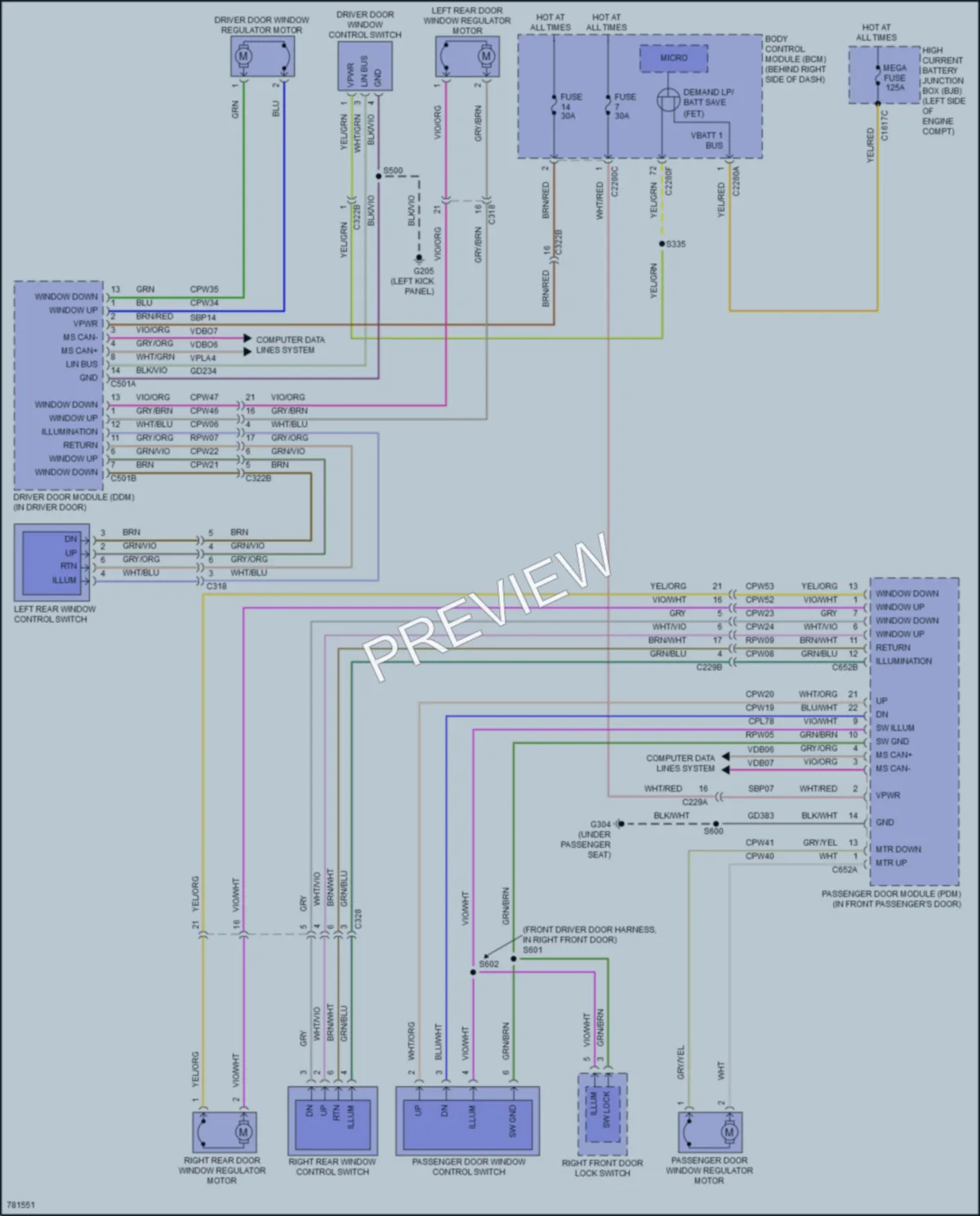2022 Ford EscapePlugIn Power Windows wiring diagram preview