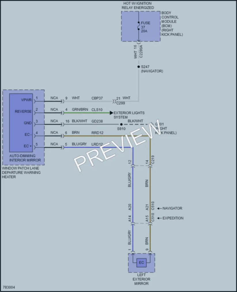 2022 Ford Expedition Power Mirrors wiring diagram preview