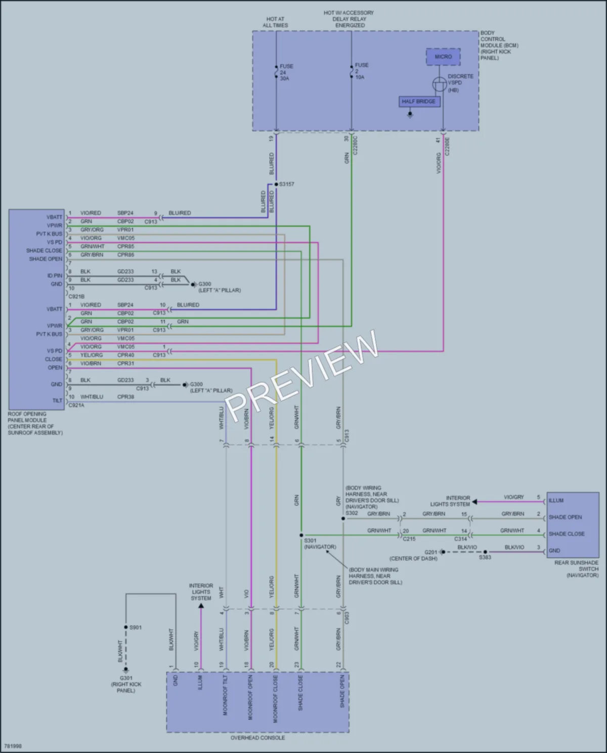 2022 Ford Expedition Power Top Sunroof wiring diagram preview
