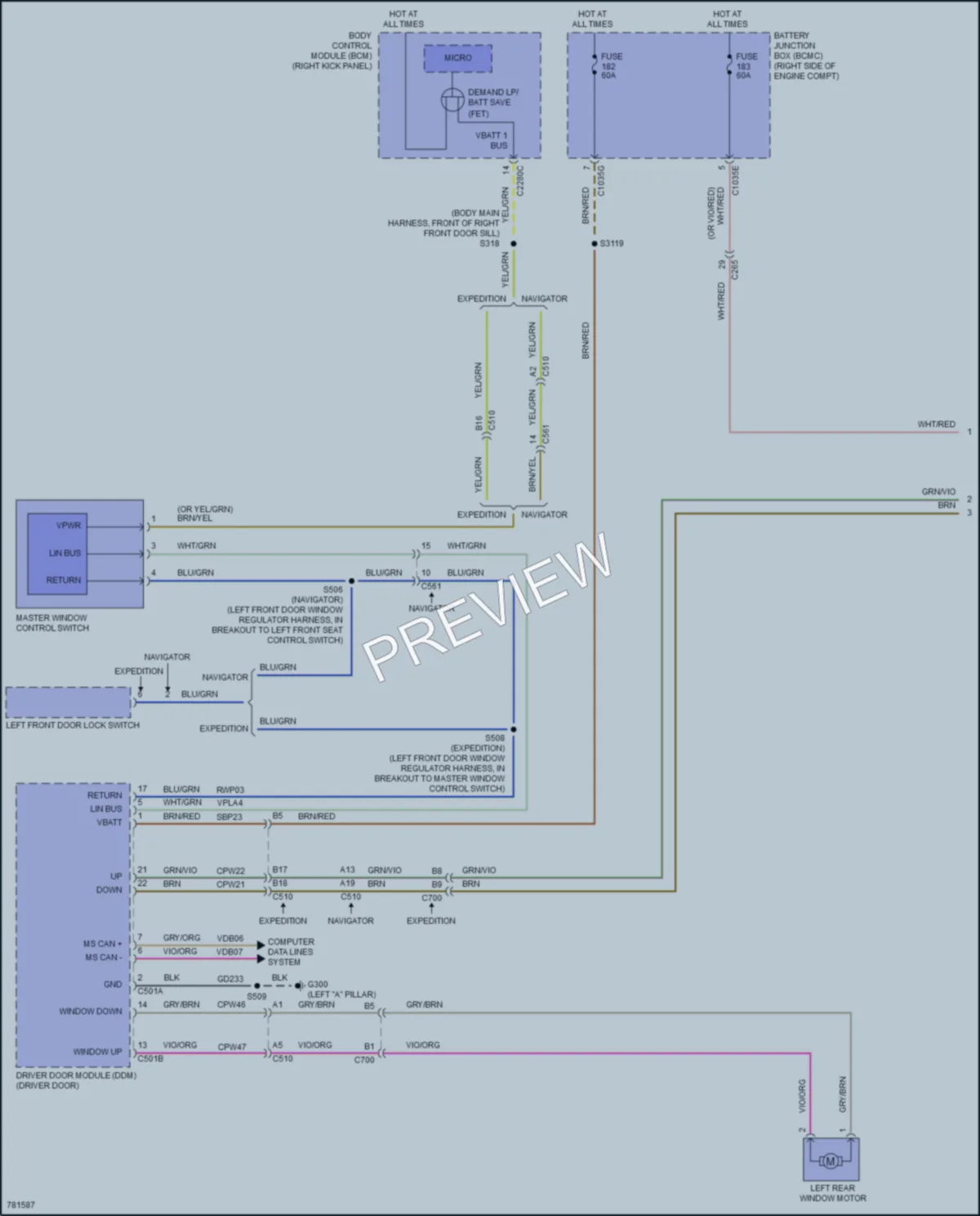 2022 Ford ExpeditionMAX Power Windows wiring diagram preview