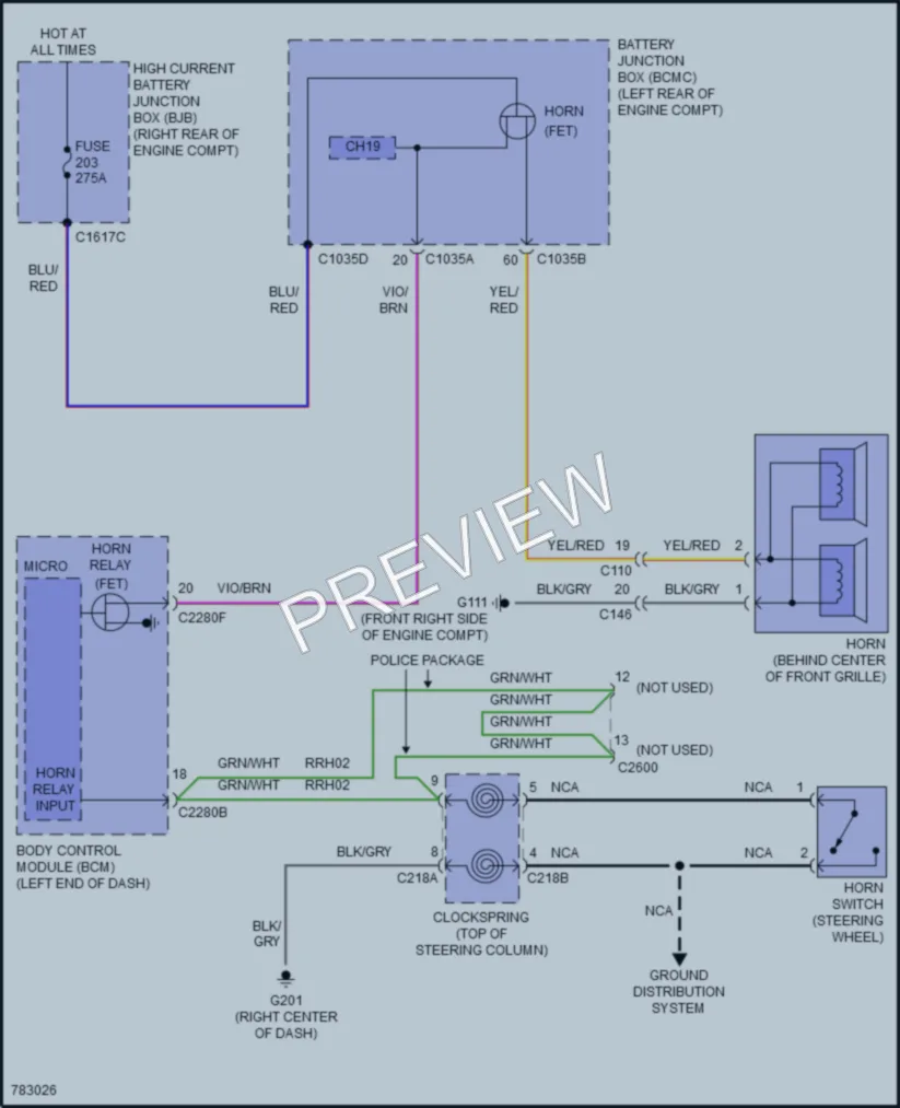 2022 Ford Explorer Horn wiring diagram preview