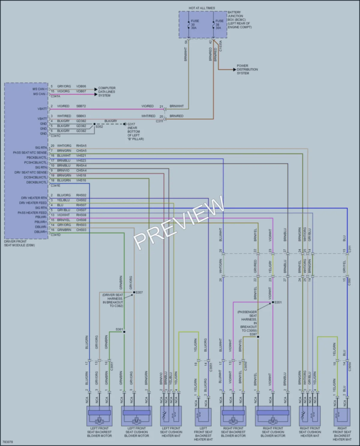 2022 Ford Explorer Power Seats wiring diagram preview