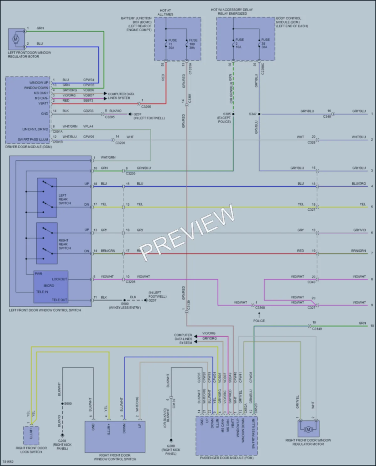 2022 Ford Explorer Power Windows wiring diagram preview