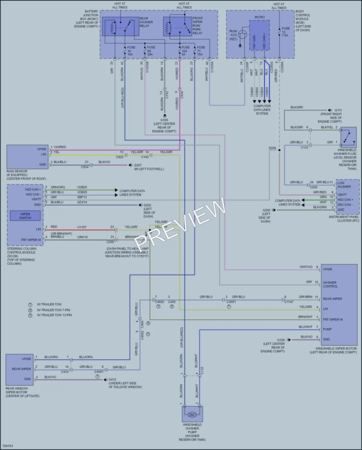 2022 Ford Explorer Wiper Washer wiring diagram preview