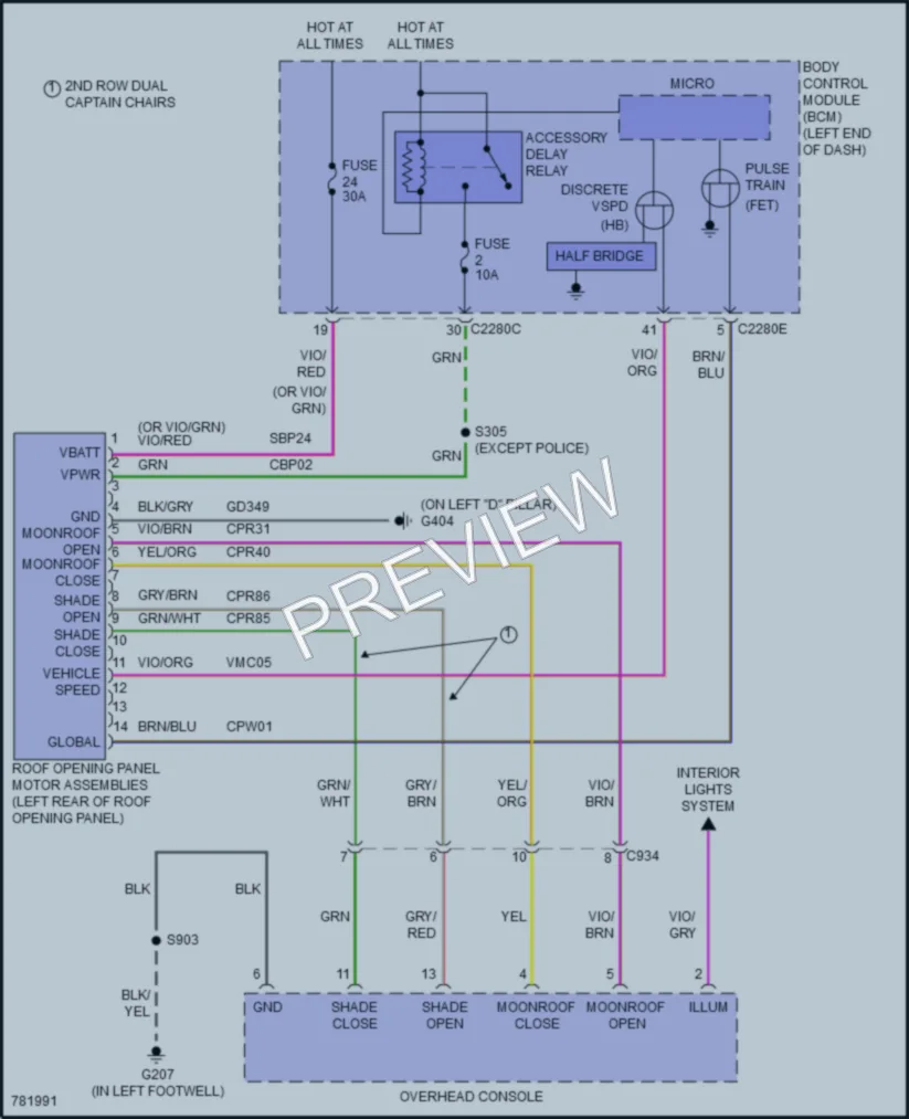 2022 Ford ExplorerHybrid Power Top Sunroof wiring diagram preview