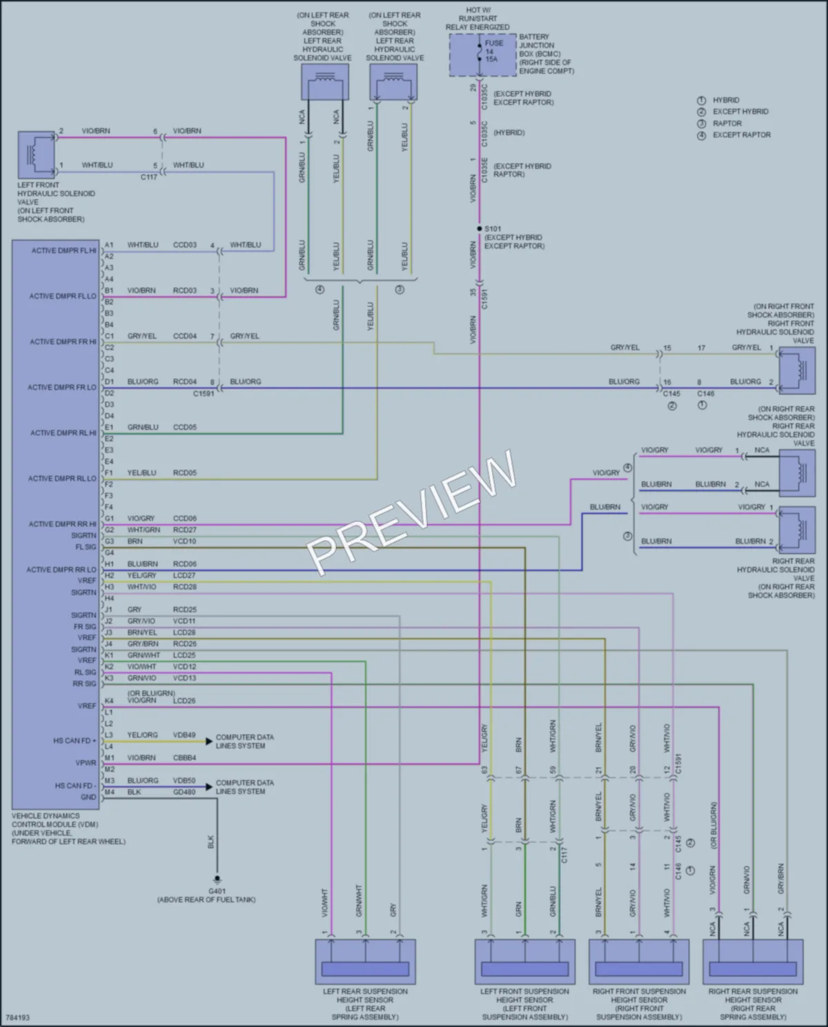 2022 Ford F150Hybrid Electronic Suspension wiring diagram preview