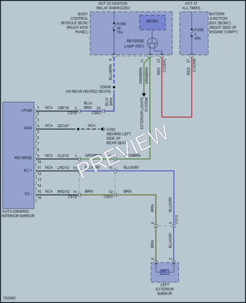 2022 Ford F150Hybrid Power Mirrors wiring diagram preview