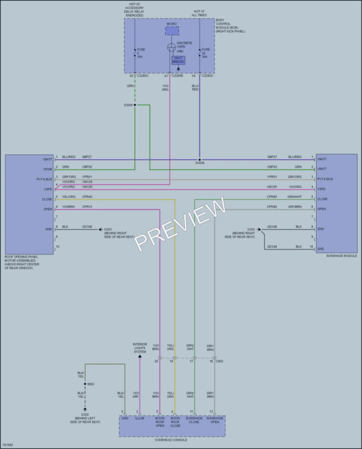 2022 Ford F150Hybrid Power Top Sunroof wiring diagram preview
