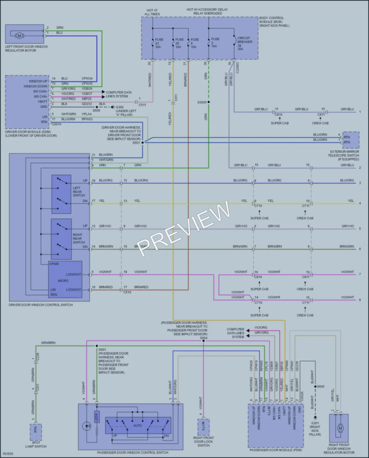 2022 Ford F150Hybrid Power Windows wiring diagram preview