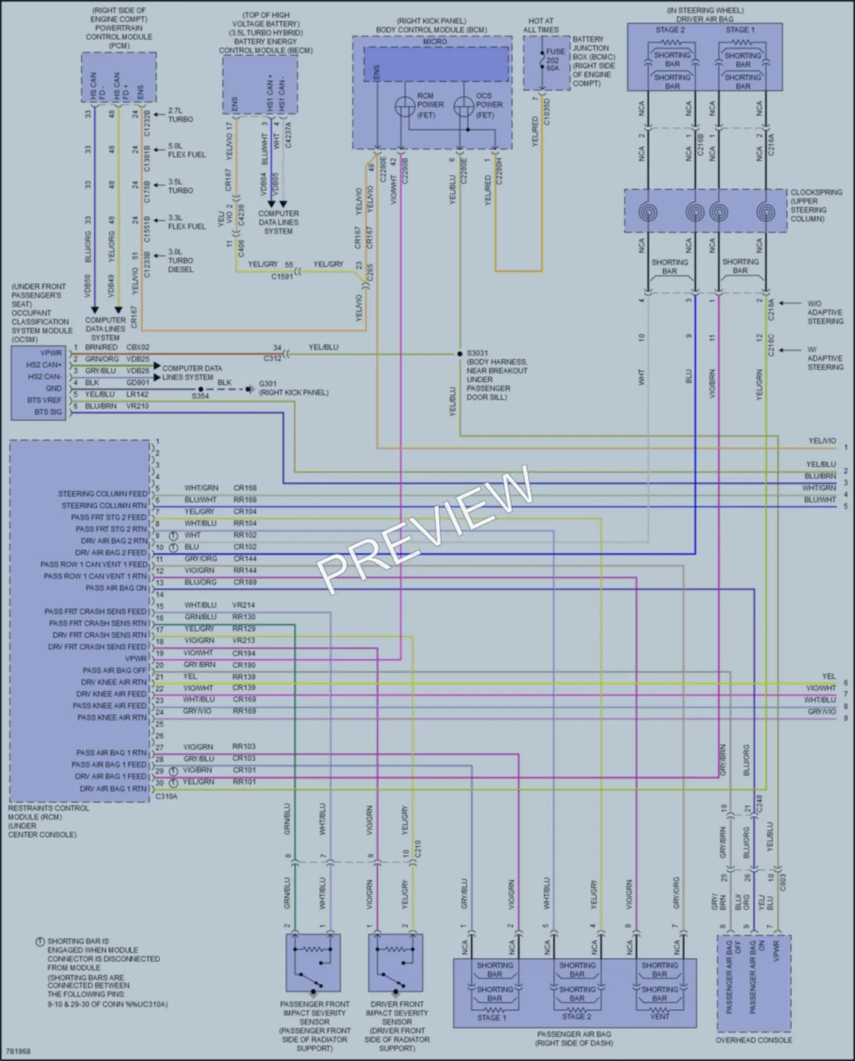 2022 Ford F150Hybrid Supplemental Restraints wiring diagram preview