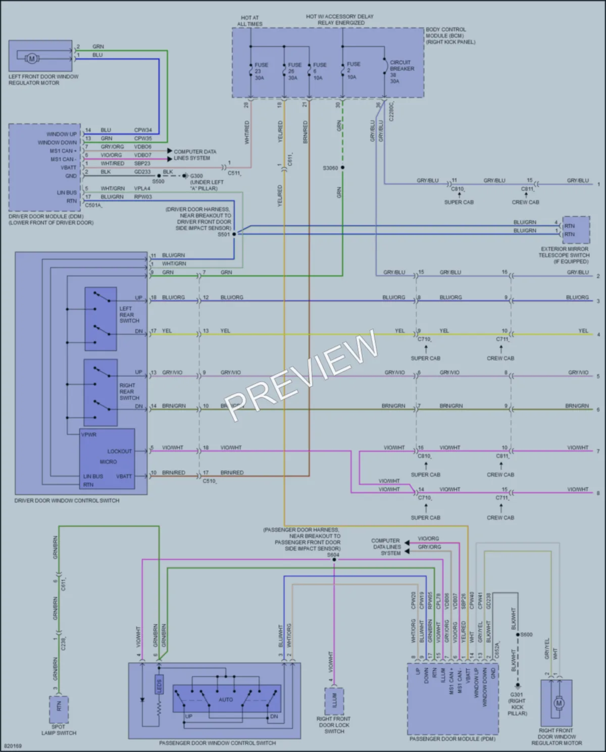2022 Ford F150Lightning Power Windows wiring diagram preview