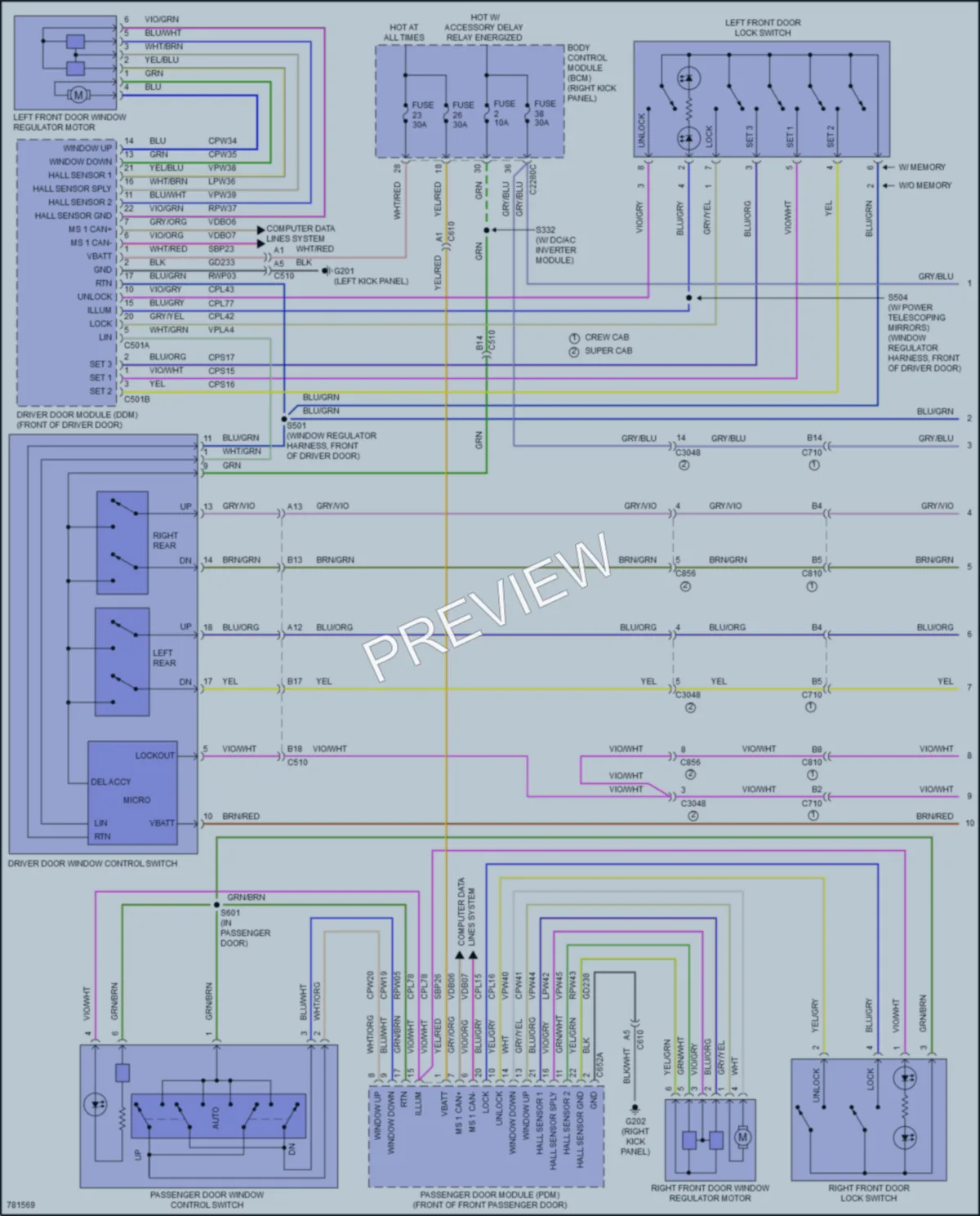 2022 Ford F250SuperDuty Power Windows wiring diagram preview