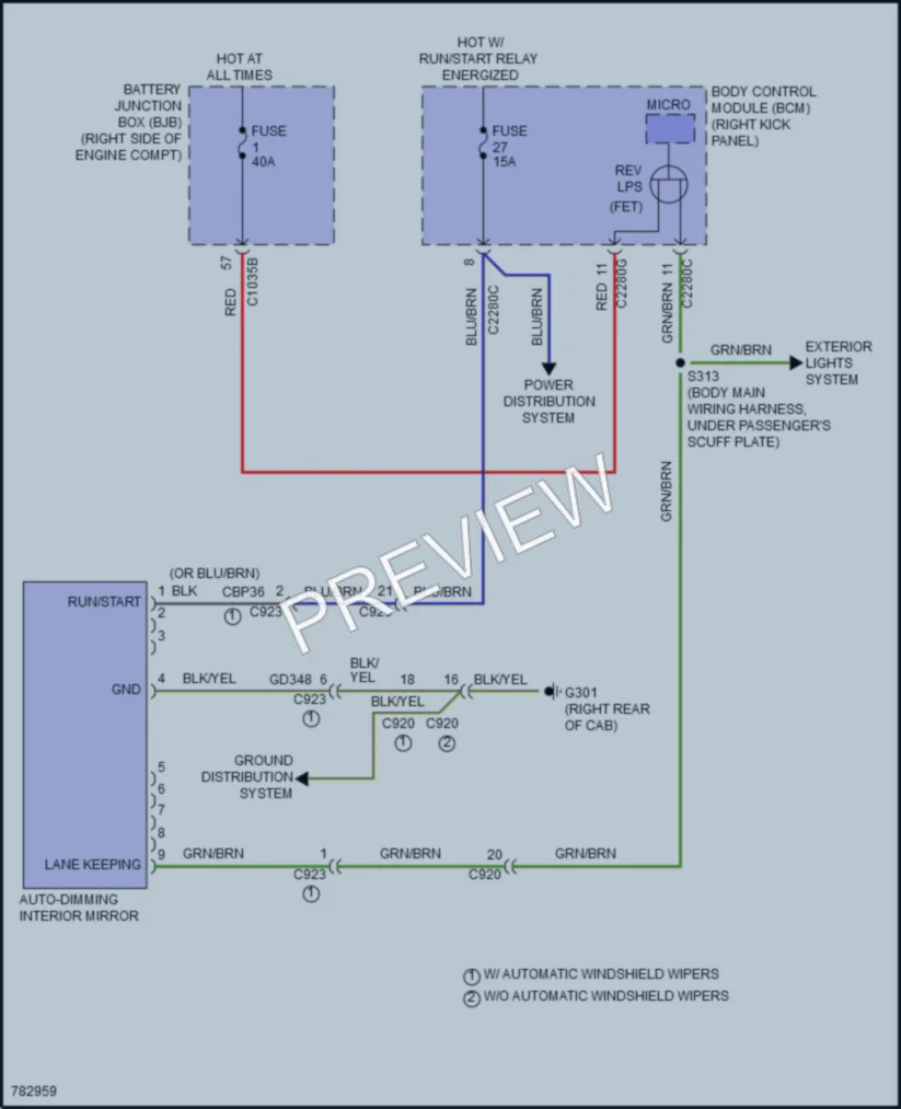 2022 Ford F350SuperDuty Power Mirrors wiring diagram preview