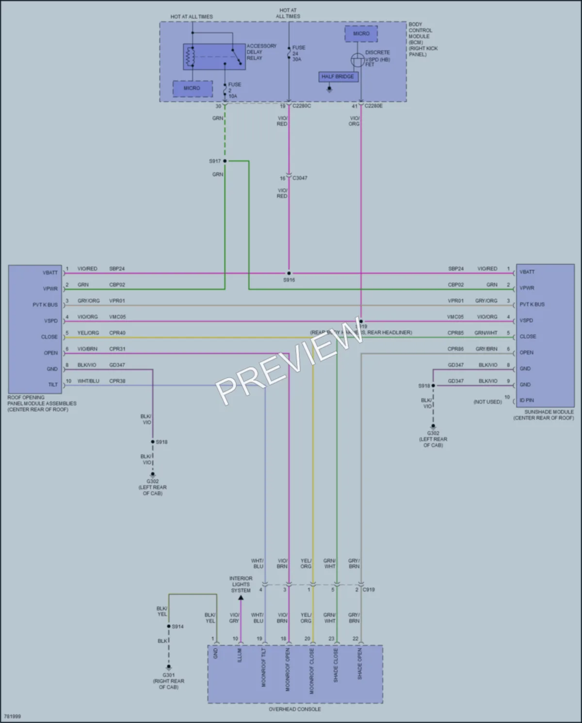 2022 Ford F350SuperDuty Power Top Sunroof wiring diagram preview