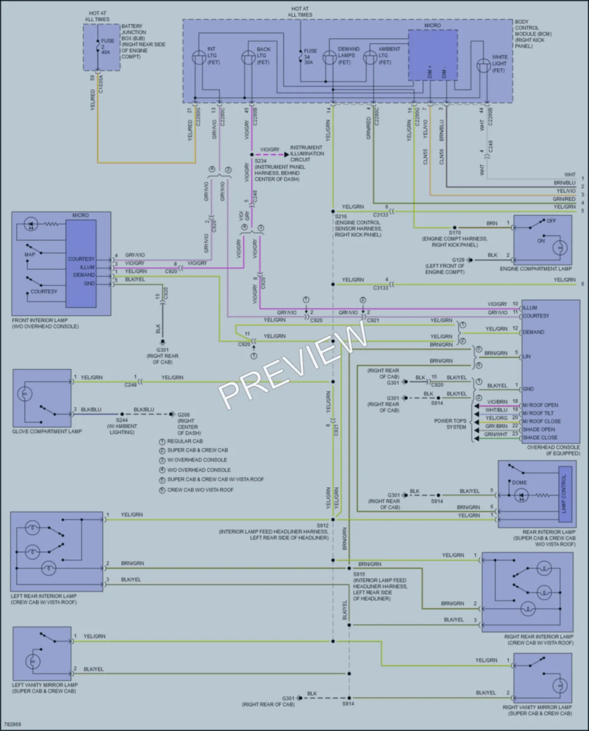 2022 Ford F450SuperDuty Interior Lights wiring diagram preview