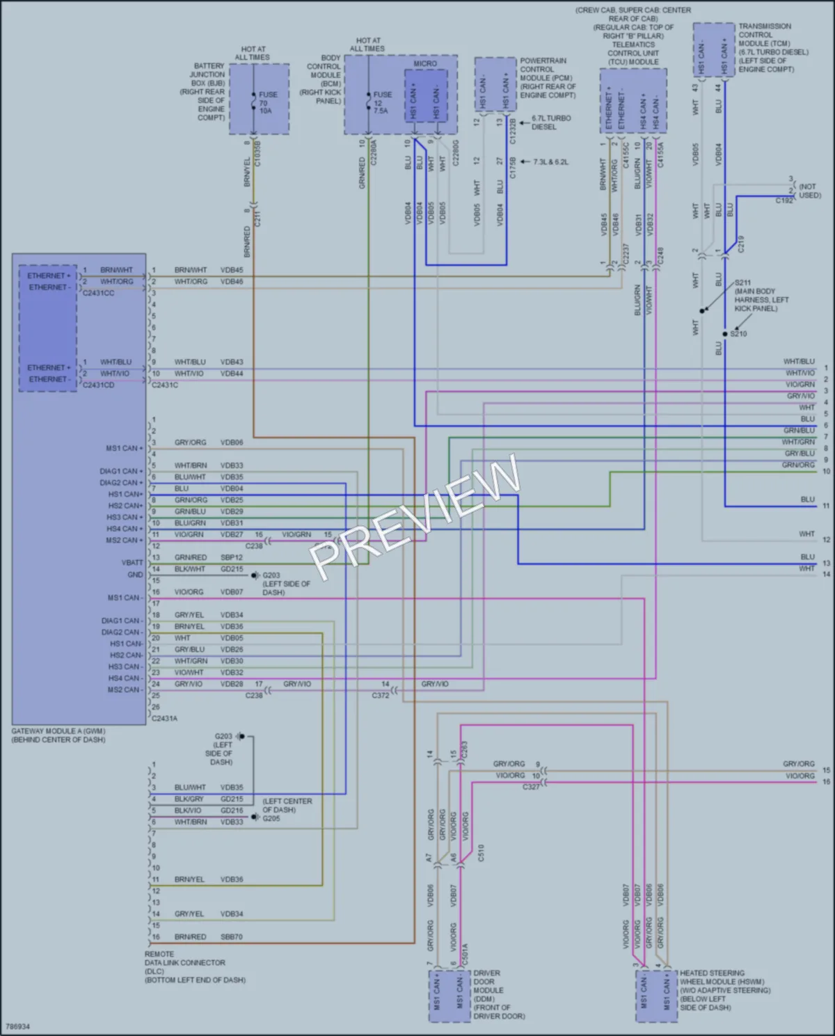 2022 Ford F550ChsCab Computer Data Lines wiring diagram preview