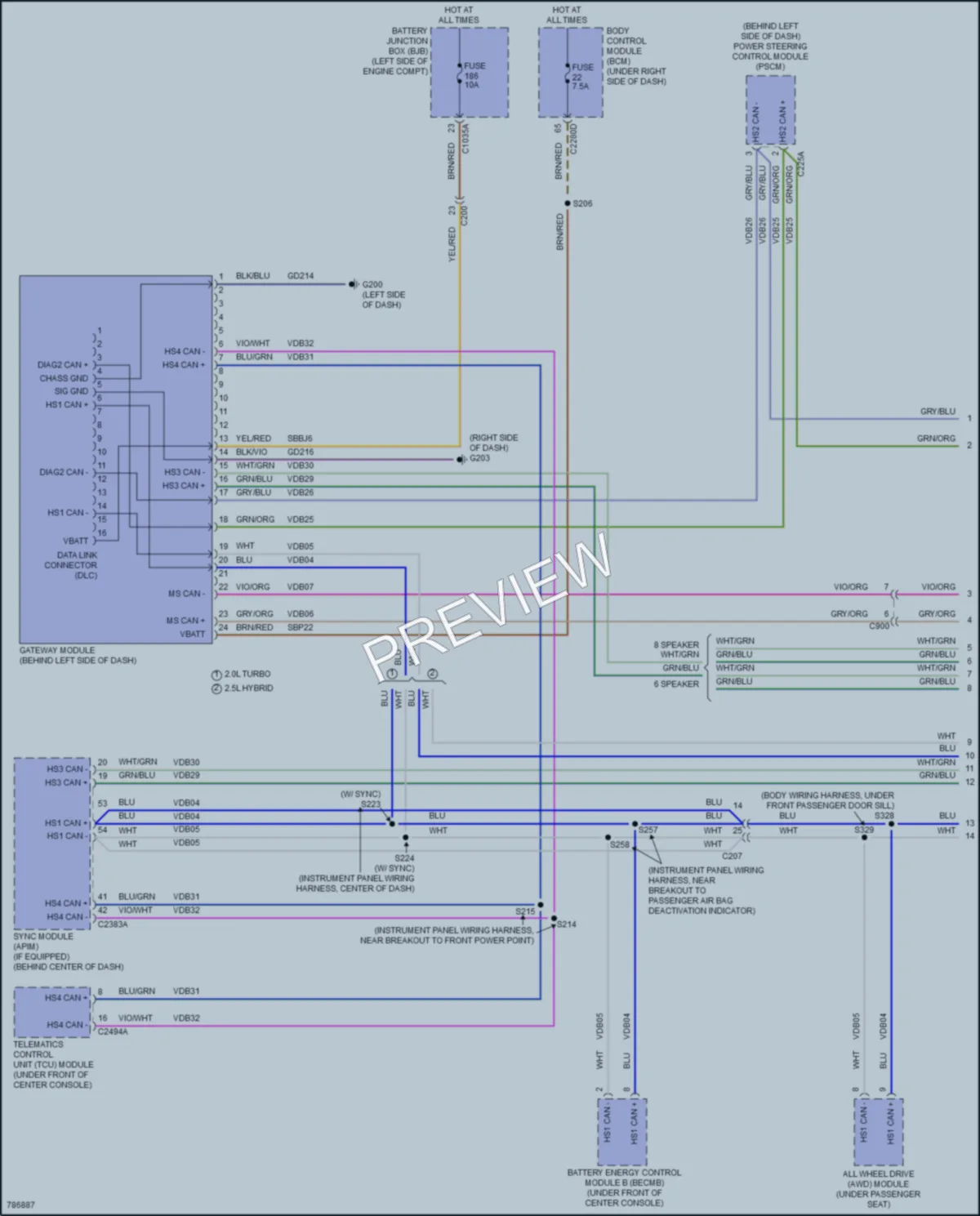 2022 Ford Maverick Computer Data Lines wiring diagram preview