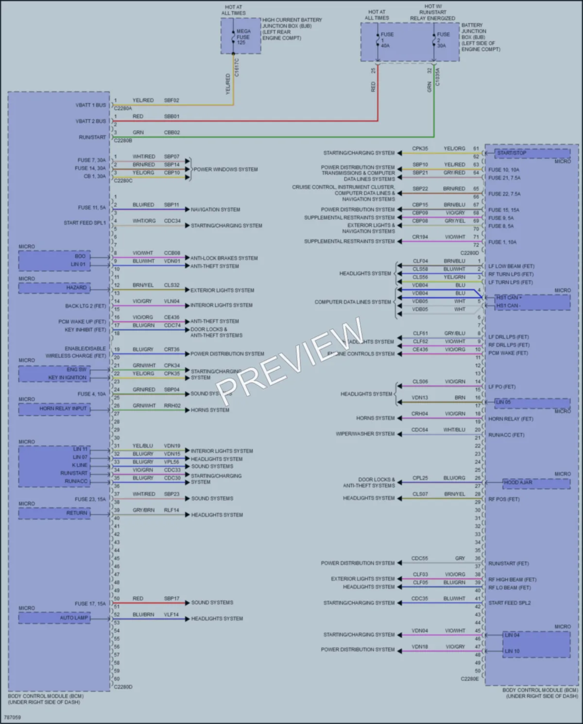 2022 Ford MaverickHybrid Body Control Modules wiring diagram preview
