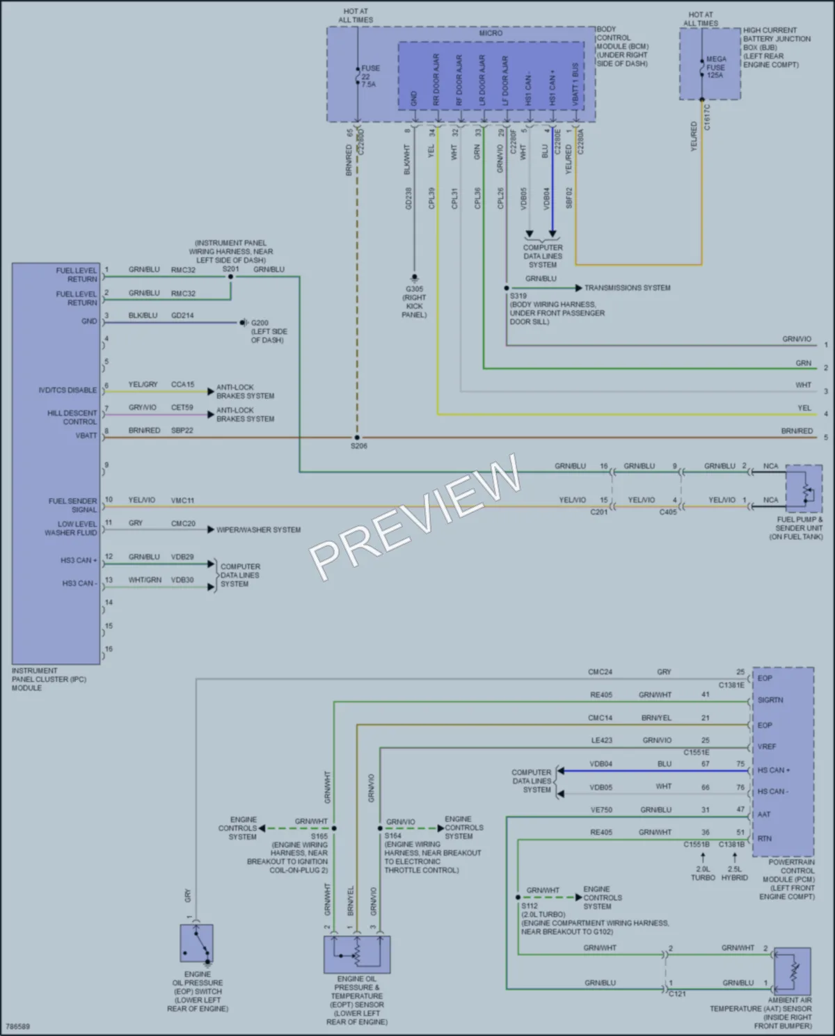 2022 Ford MaverickHybrid Instrument Cluster wiring diagram preview