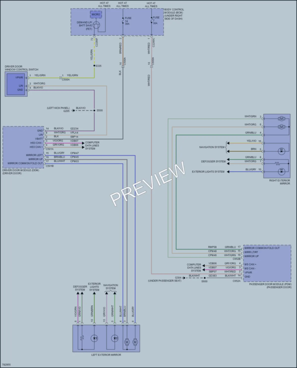 2022 Ford MaverickHybrid Power Mirrors wiring diagram preview