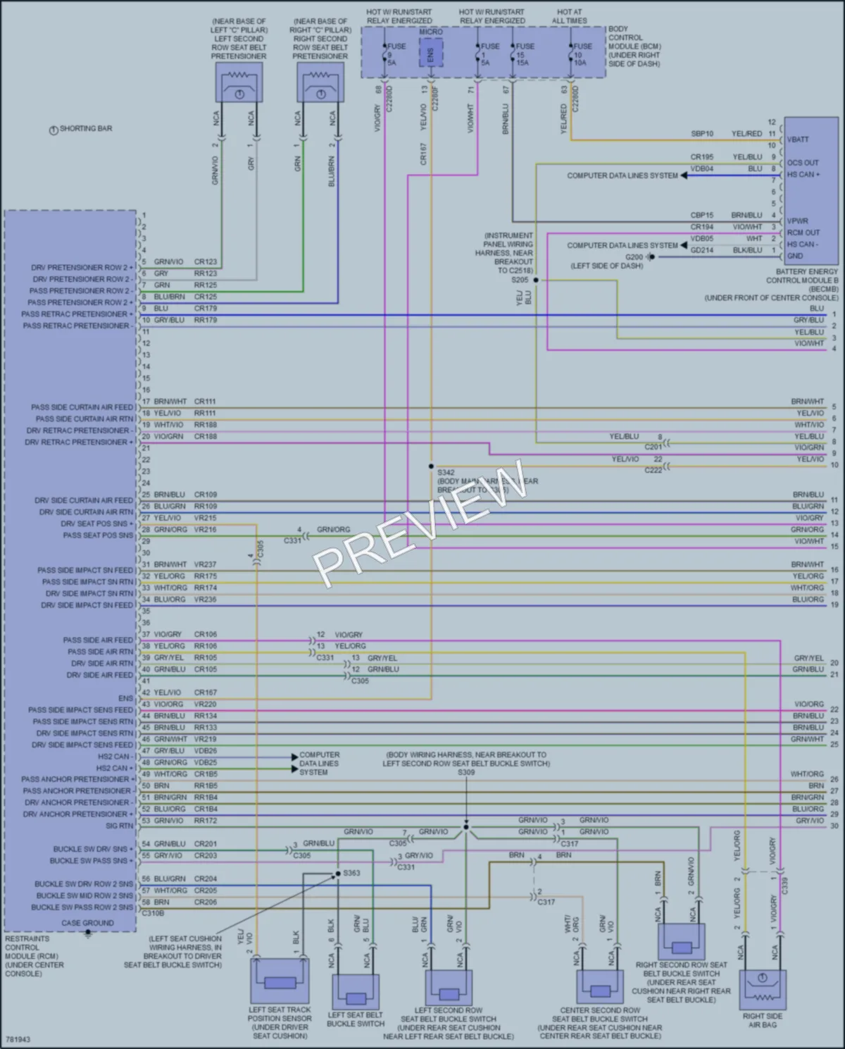 2022 Ford MaverickHybrid Supplemental Restraints wiring diagram preview