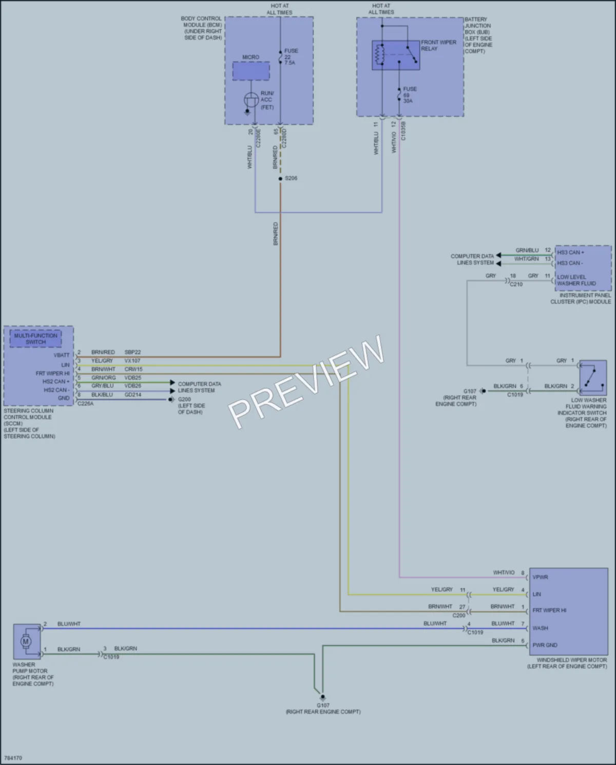 2022 Ford MaverickHybrid Wiper Washer wiring diagram preview