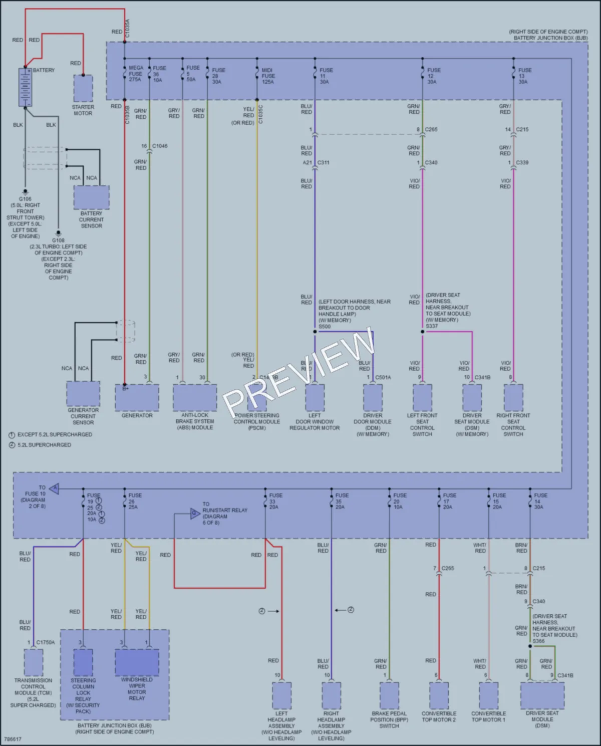2022 Ford Mustang Power Distribution wiring diagram preview