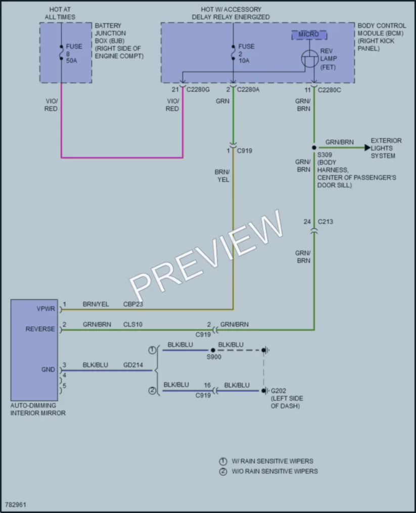2022 Ford Mustang Power Mirrors wiring diagram preview