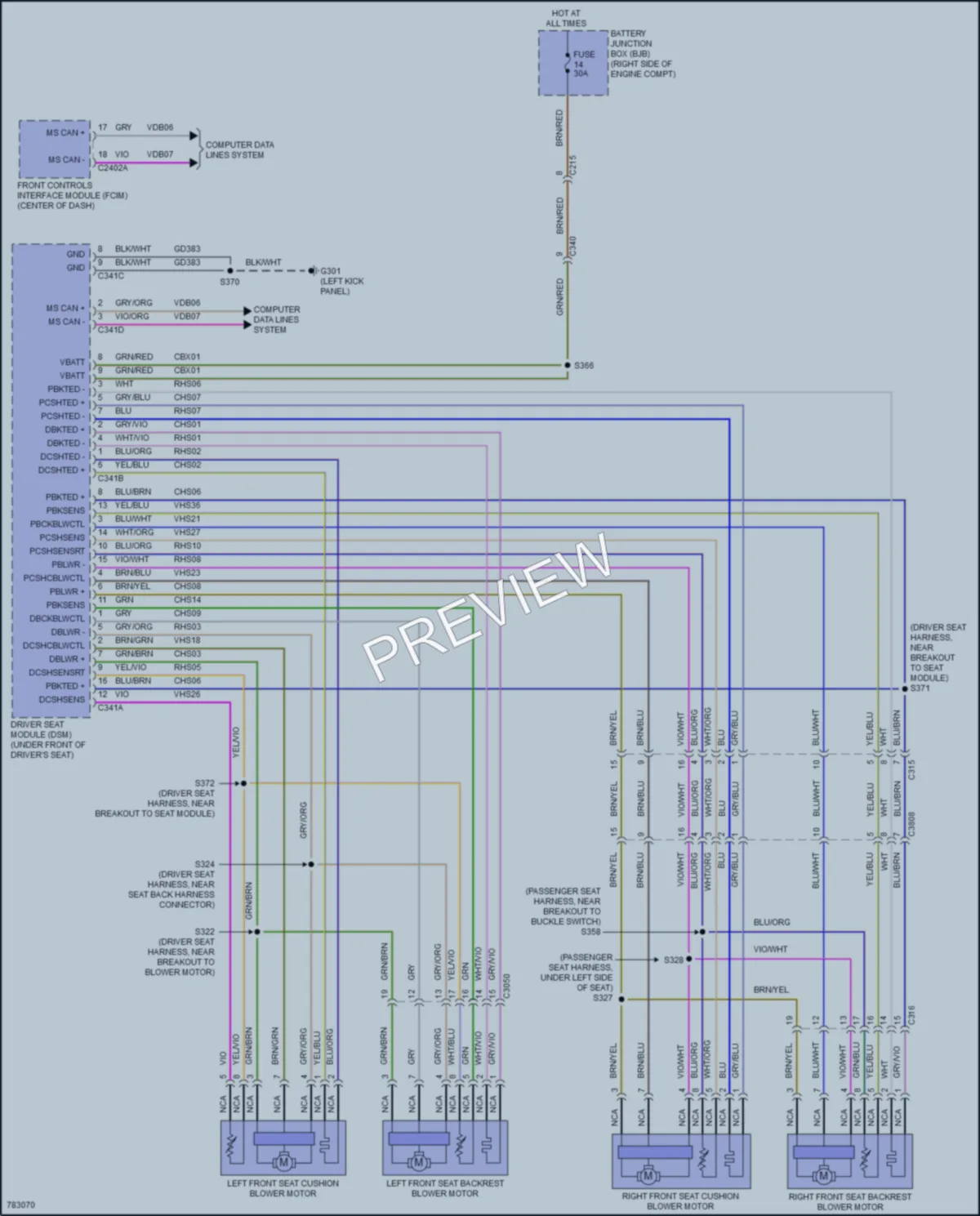2022 Ford Mustang Power Seats wiring diagram preview