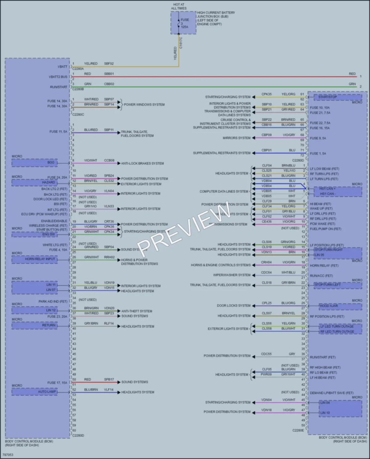 2022 Ford MustangMachE Body Control Modules wiring diagram preview